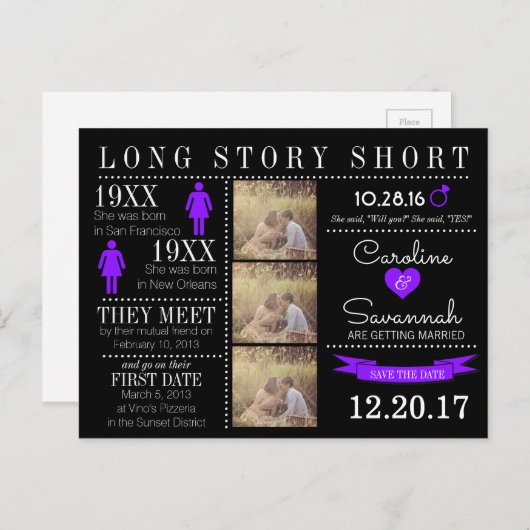 Zeitlicher Save the Date Postkarte (Vorne/Hinten)