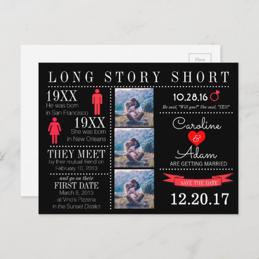 Zeitlicher Save the Date Postkarte (Vorne/Hinten)
