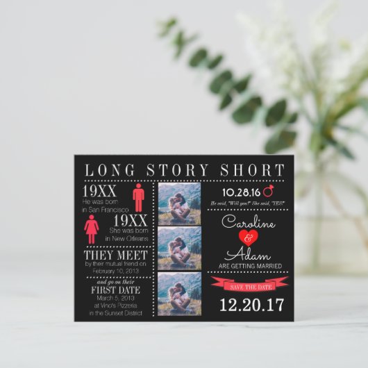 Zeitlicher Save the Date Postkarte (Stehend Vorderseite)