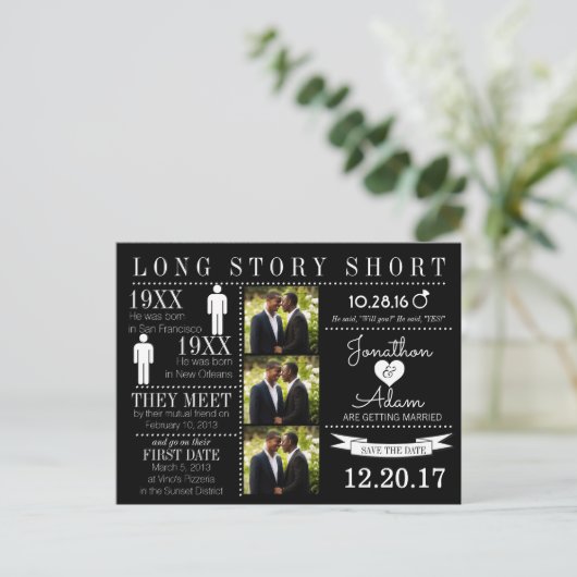 Zeitlicher Save the Date Postkarte (Stehend Vorderseite)