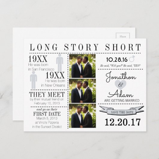 Zeitlicher Save the Date Postkarte (Vorne/Hinten)