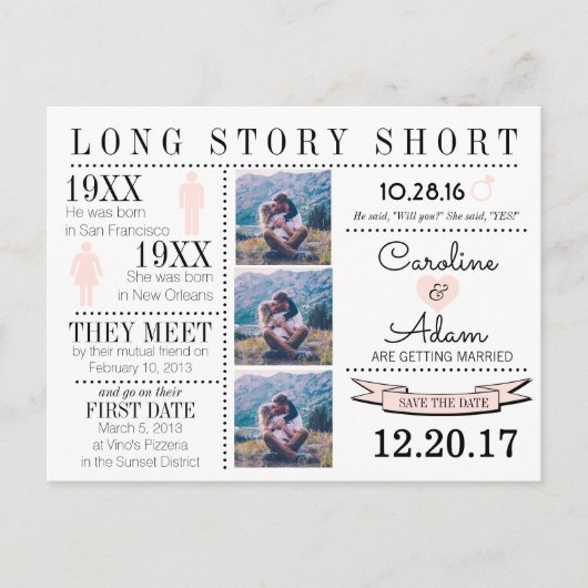 Zeitlicher Save the Date Postkarte (Vorderseite)