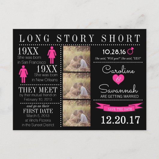Zeitlicher Save the Date Postkarte (Vorderseite)