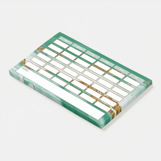 Zeitlicher Zeitplan für die Grüne Marmorschule Post-it Klebezettel (angewinkelt)