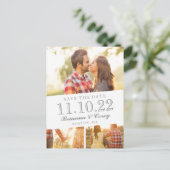 Zeitlos 3-Foto Save the Date Ankündigungspostkarte (Stehend Vorderseite)