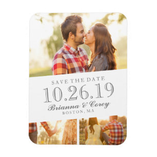 Zeitlos 3-Foto Save the Date Magnet