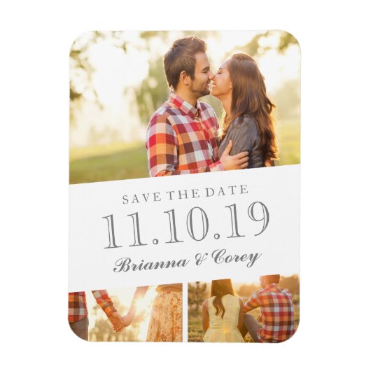 Zeitlos 3-Foto Save the Date Magnet (Vertikal)
