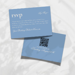 Zeitlos altes Geld Blue Wedding QR RSVP Karte