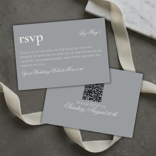 Zeitlos altes Geld Gray Wedding QR RSVP Karte