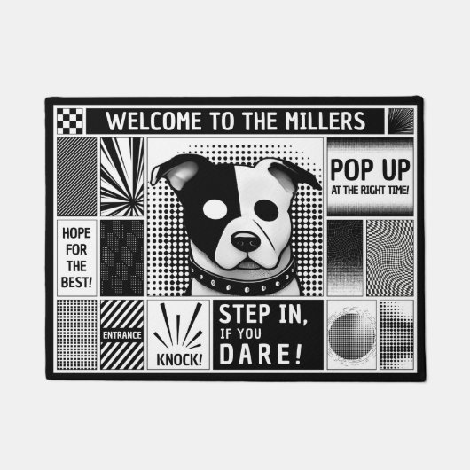 Zeitlos anpassbare bento grid Pop Art Design bw. Fußmatte (Vorderseite)