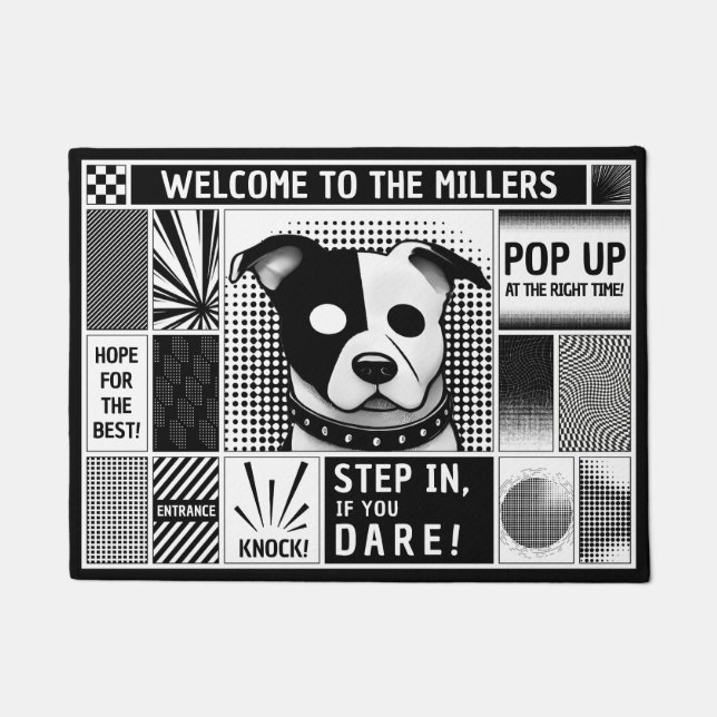 Zeitlos anpassbare bento grid Pop Art Design bw. Fußmatte (Vorderseite)