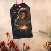 Zeitlos - Beige graue Weihnachts-Foto-Geschenketik Geschenkanhänger