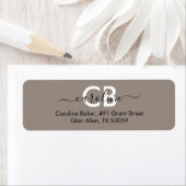 Zeitlos - Beige-graues Monogramm-Adressenlabel (Insitu)
