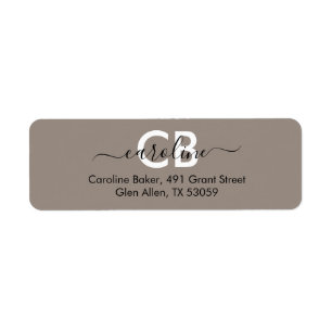 Zeitlos - Beige-graues Monogramm-Adressenlabel