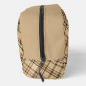 zeitlos beigefarbene Mustermonogramm kariert Waschbeutel (Rechts)