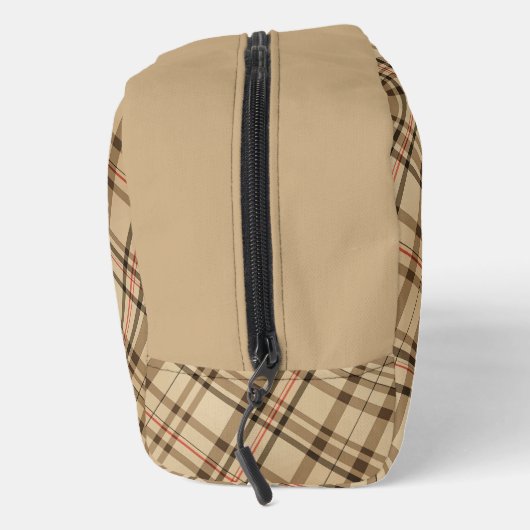 zeitlos beigefarbene Mustermonogramm kariert Waschbeutel (Rechts)