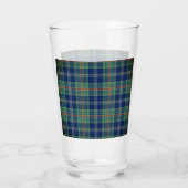 Zeitlos blau und grün Tartan Monogram | Glas (Rückseite)