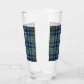 Zeitlos blau und grün Tartan Monogram | Glas (Links)