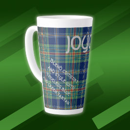 Zeitlos blau und grün Tartan Monogram | Milchtasse