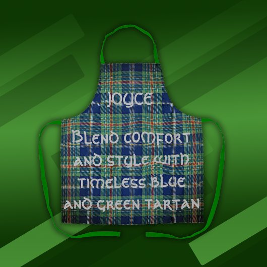 Zeitlos blau und grün Tartan Monogram | Schürze