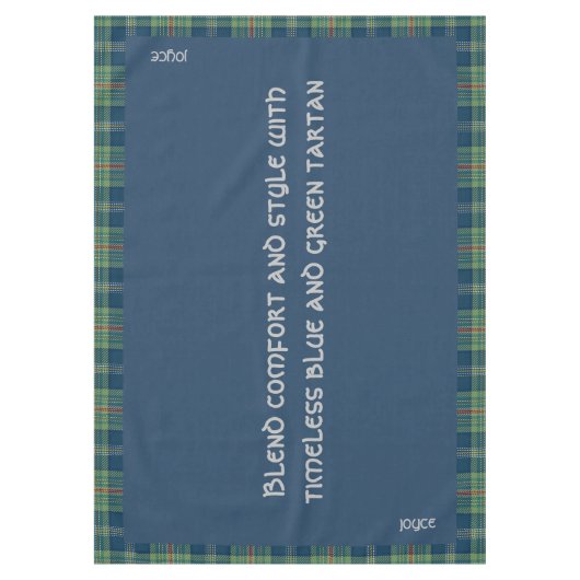 Zeitlos blau und grün Tartan Monogram | Tischdecke (Vorderseite)