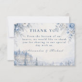 Zeitlos blaue Winterhochzeit Dankeskarte (Vorderseite)