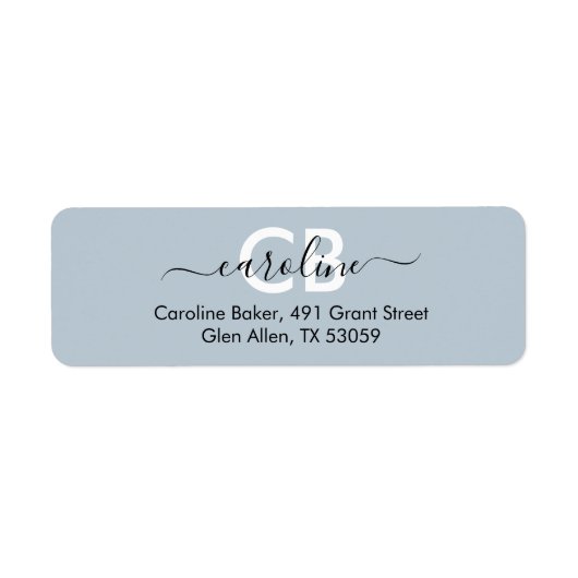 Zeitlos - Blue Mist Monogram Address Label (Vorne)