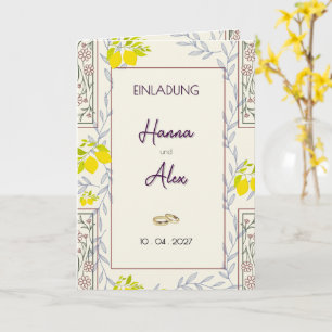 Zeitlos Botanical + Zitrone Hochzeitseinladung -  Karte
