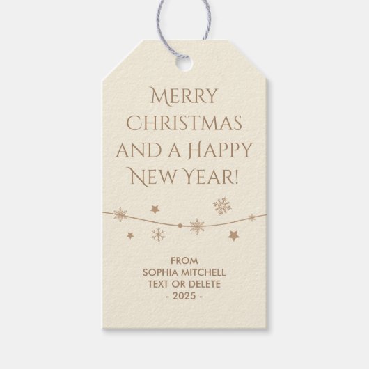 Zeitlos - Cream White - Snowflake Geschenketikette Geschenkanhänger (Vorderseite)