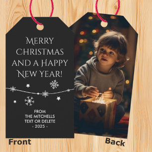 Zeitlos - Dunkles Carbon Black Christmas Foto Geschenkanhänger