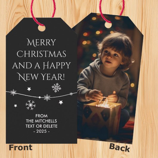 Zeitlos - Dunkles Carbon Black Christmas Foto Geschenkanhänger