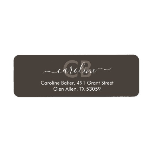 Zeitlos - Earthy Brown Monogram Address Label (Vorne)