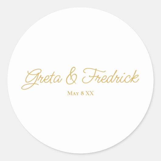 Zeitlos einfaches Minimalistisches White-Gold-Scri Runder Aufkleber (Vorderseite)