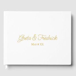 Zeitlos einfaches Minimalistisches White und Gold Gästebuch