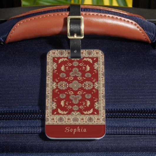 Zeitlos Elegance Red Beige Klassischer Fabrikname Gepäckanhänger (Vorderseite Insitu 2)