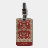 Zeitlos Elegance Red Beige Klassischer Fabrikname Gepäckanhänger (Vorderseite vertikal)