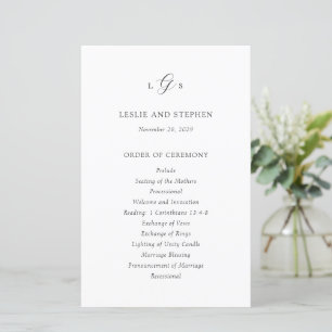 Zeitlos elegantes Hochzeitsprogramm in Schwarz und