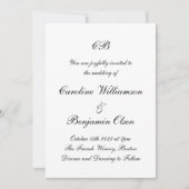 Zeitlos elegantes Schwarz-Weiß-Script Minimalistis Einladung (Vorderseite)