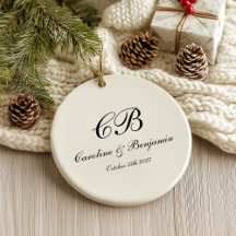 Zeitlos elegantes Schwarz-Weiß-Script-Monogramm