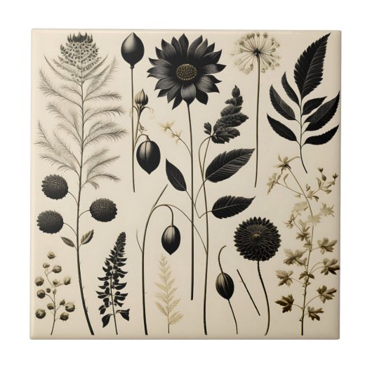 Zeitlos floral botanisch fliese (Vorderseite)