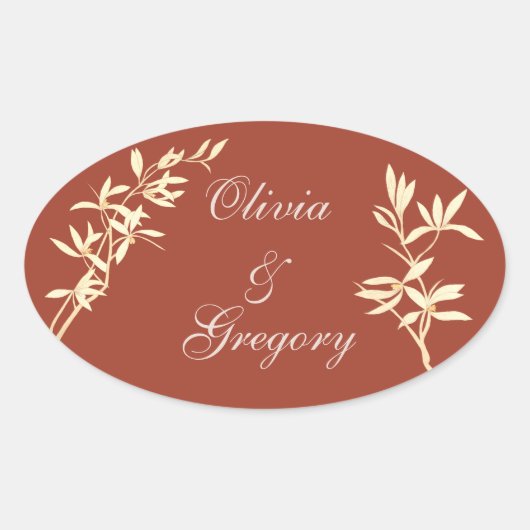 Zeitlos floral rustikal ovaler aufkleber (Vorderseite)