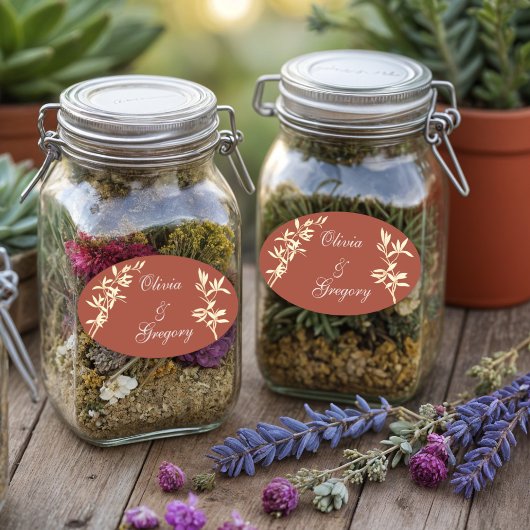 Zeitlos floral rustikal ovaler aufkleber