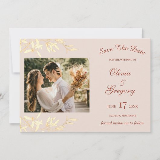 Zeitlos floral rustikal save the date (Vorderseite)