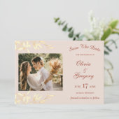 Zeitlos floral rustikal save the date (Stehend Vorderseite)