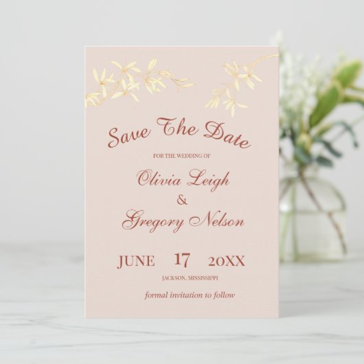 Zeitlos floral rustikal save the date (Stehend Vorderseite)