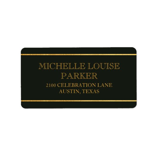 Zeitlos Gold Dark Green Personalisiert Adressaufkleber (Vorne)