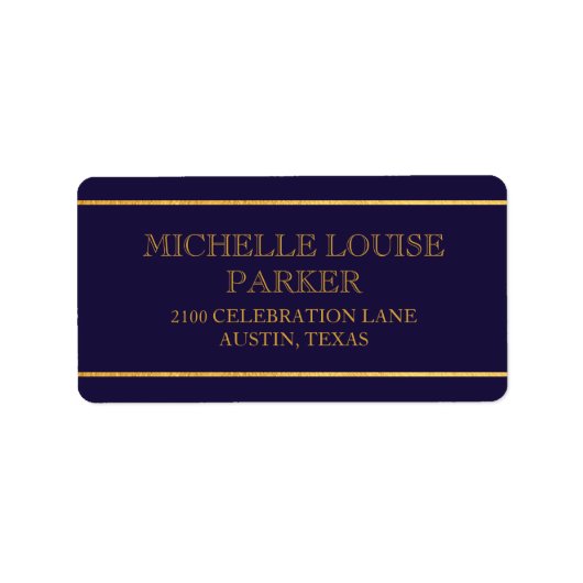 Zeitlos Gold Nautical Blue Classic Personalisiert Adressaufkleber (Vorne)