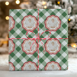 Zeitlos grün kariert Farmhouse individuelle Fotos Geschenkpapier