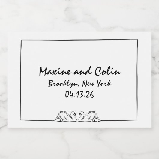 Zeitlos handgeschriebener Swan Brautparty Champagn Schaumweinetikett (Einzelnes Label)