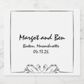 Zeitlos handgeschriebener Swan Wedding Chic Champa Schaumweinetikett (Einzelnes Label)